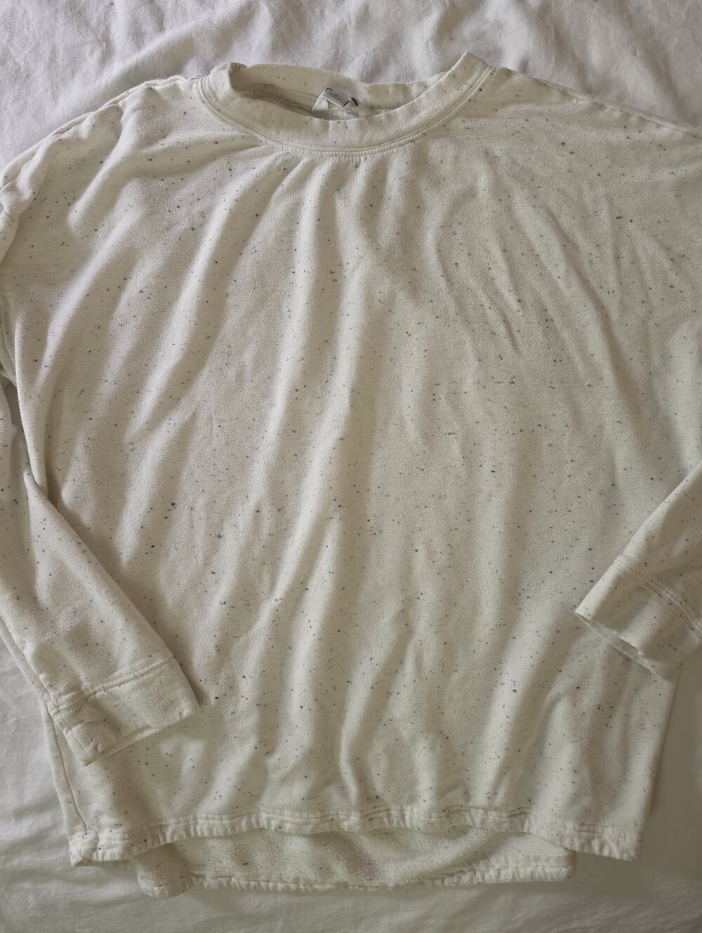 Three Dots Confetti Rainbow Fleck Oversized Pullover Top Medium Cream Soft Knit